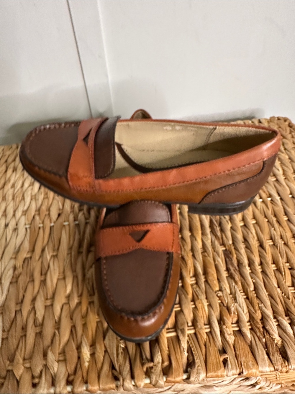 Naturalizer Two-Tone Brown & Cognac Leather Penny Loafers - Picture 8 of 11